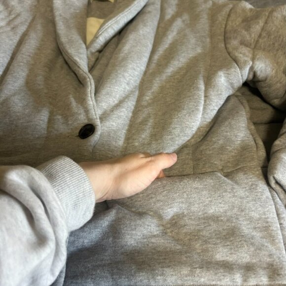 Madewell Grey Sweatshirt Puffer Coat Jacket Button Up in Heather Grey Size M - Picture 6 of 8